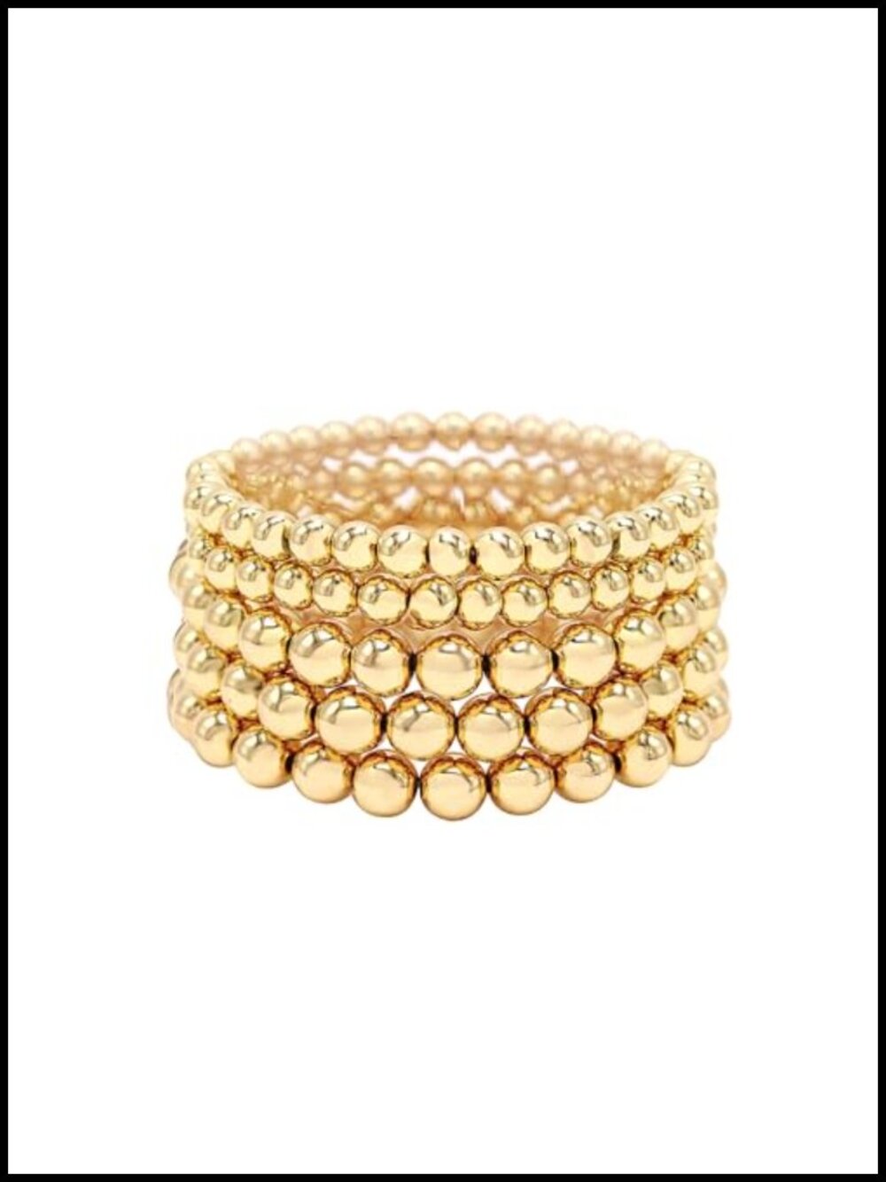 5 Piece Faux Pearl Bracelet Set 14k Gold Plated Stretch Beaded Bridal Jewelry